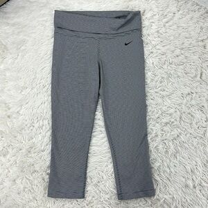 Nike Hyper Stripe Crop Yoga Leggings White Black